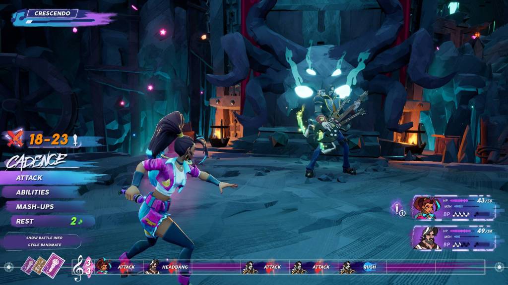 Cadence from People of Note fighting a boss.