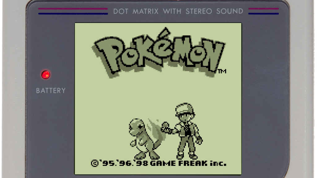 Pokรฉmon Red & Blue on the Nintendo Game Boy.