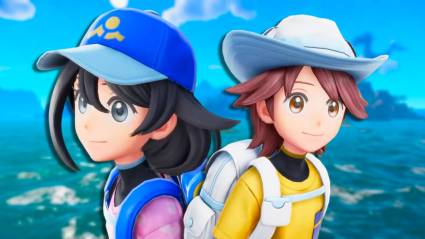 Trainers from Pokemon Winds and Waves stood next to each other with gameplay behind them.