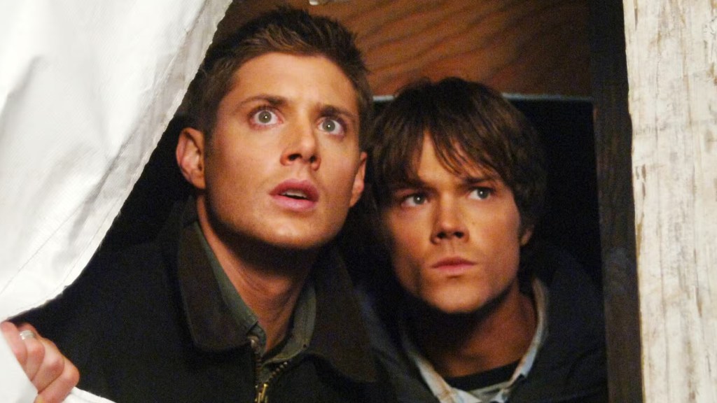 Sam and Dean Winchester in Supernatural looking out a window.