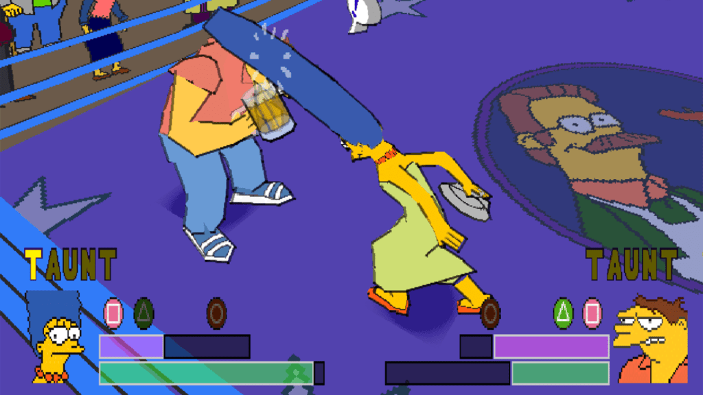A screenshot from Simpsons Wrestling.