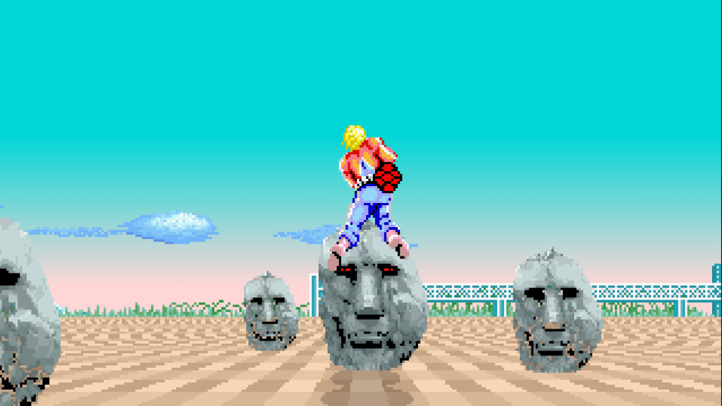 A screenshot from Space Harrier.