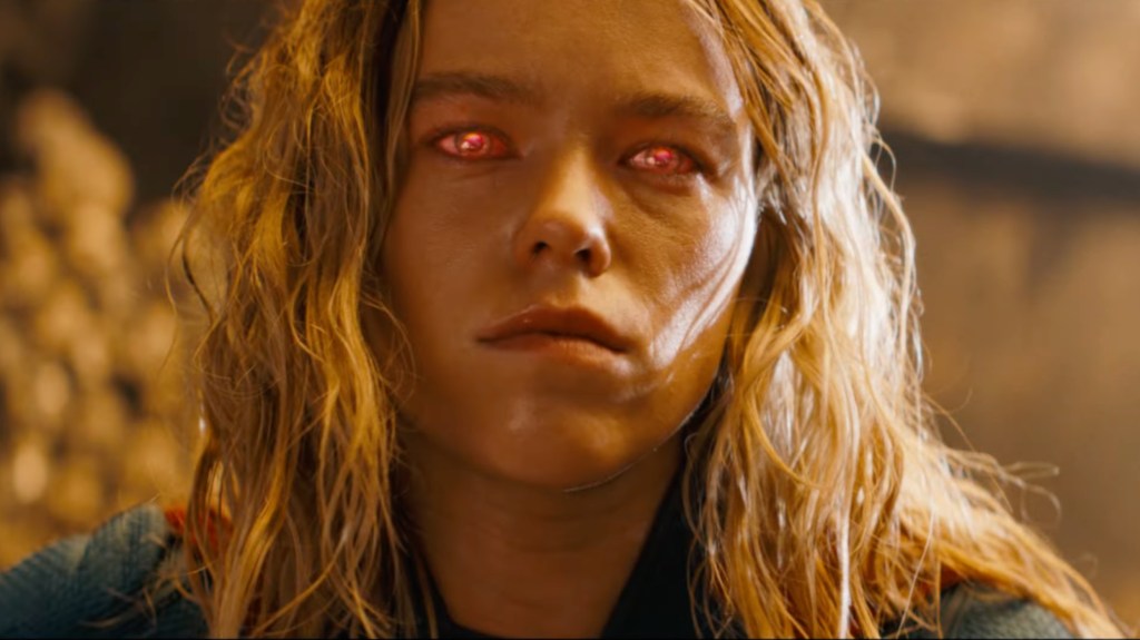 Supergirl with glowing eyes