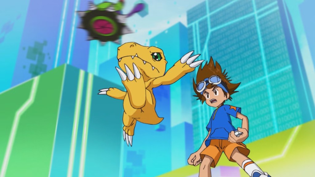 Tai and Agumon in the 2020 Digimon Adventure reboot