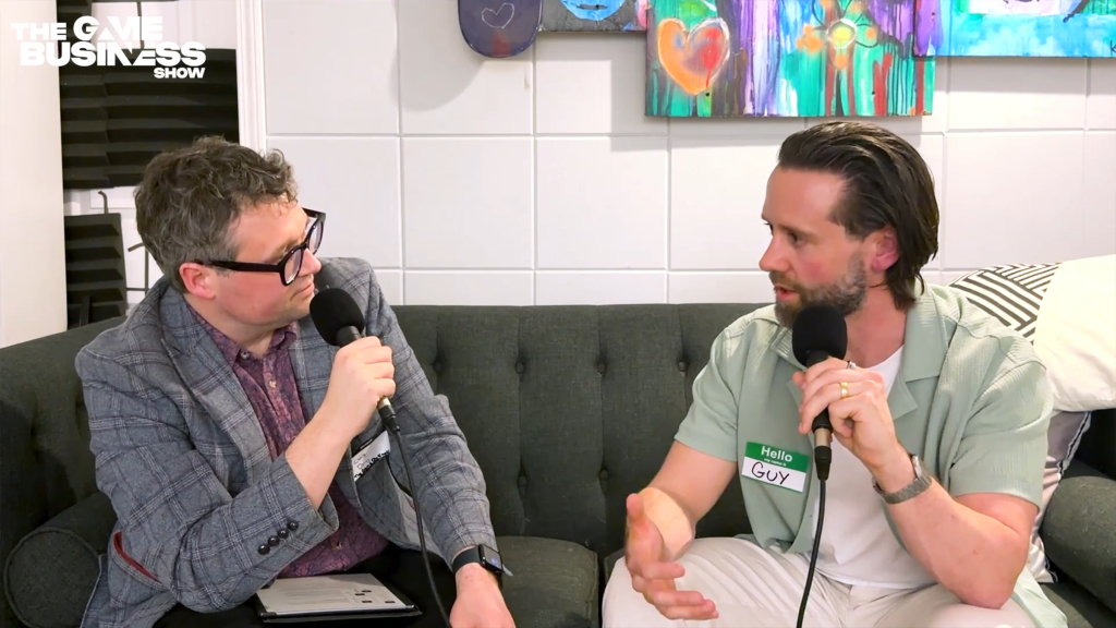 A screenshot from the interview between The Game Business Show and Guy Richards.