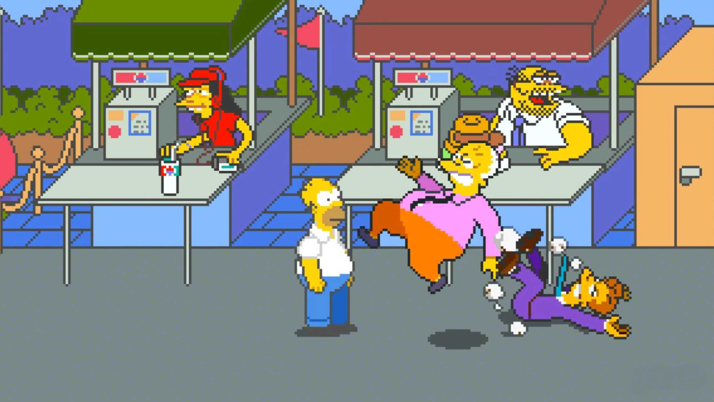 A screenshot from The Simpsons Arcade Game.