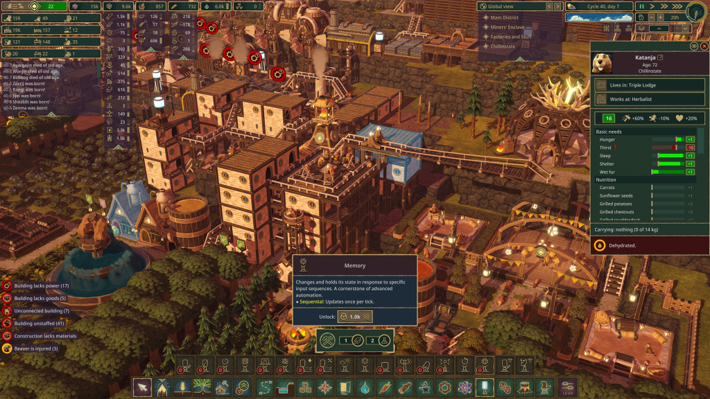 A screenshot from Timberborn.