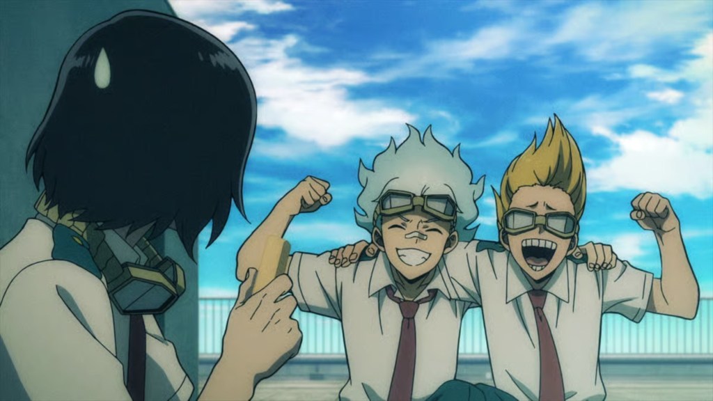Aizawa looking at Shirakumo and Yamada in MHA: Vigilantes Season 2, Episode 7