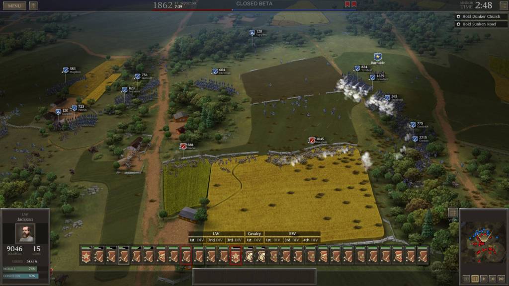 A battle on a vast field in Ultimate General: Civil War.
