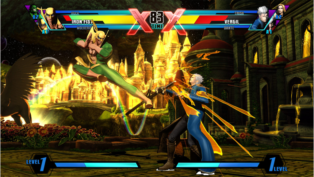 A screenshot from Ultimate Marvel Vs. Capcom 3.