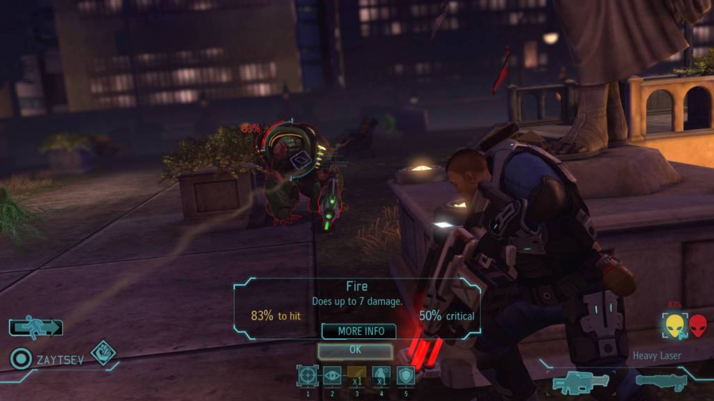 A soldier aiming at an alien in XCOM: Enemy Unknown.