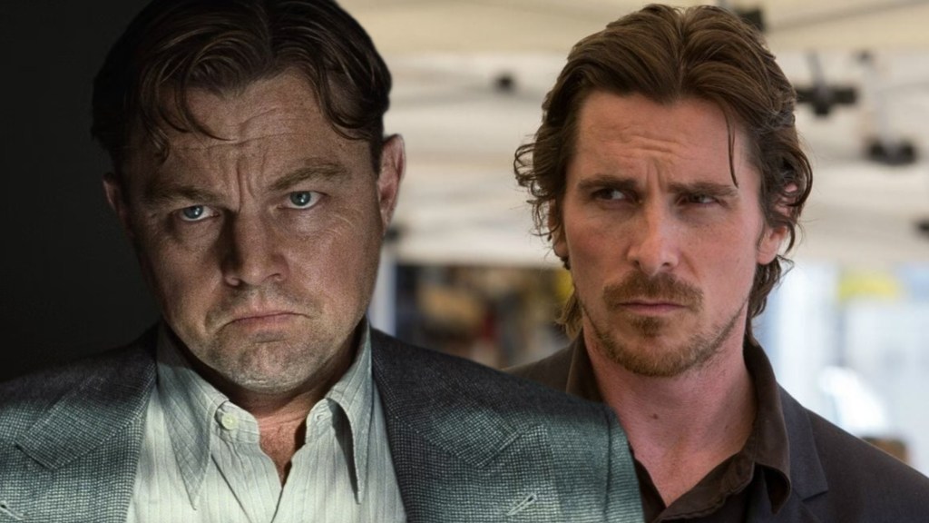 Split image of Leonardo DiCaprio and Christian Bale