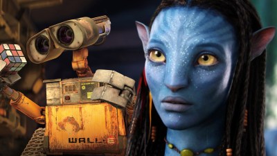 Split image of WALL-E and Neytiri in Avatar