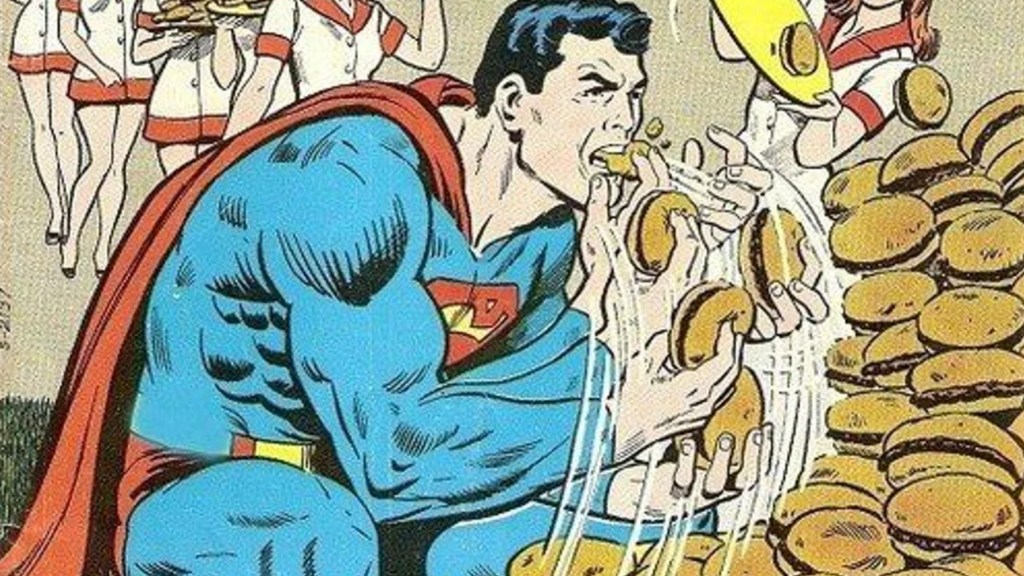 Superman rapidly eating in DC Comics