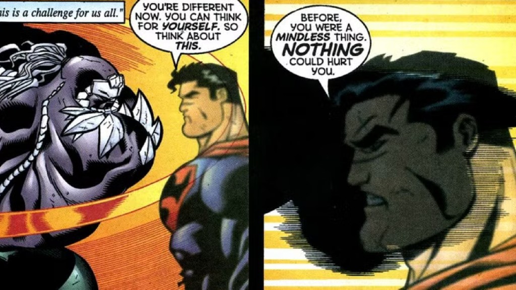 Superman phasing through Doomsday in DC Comics