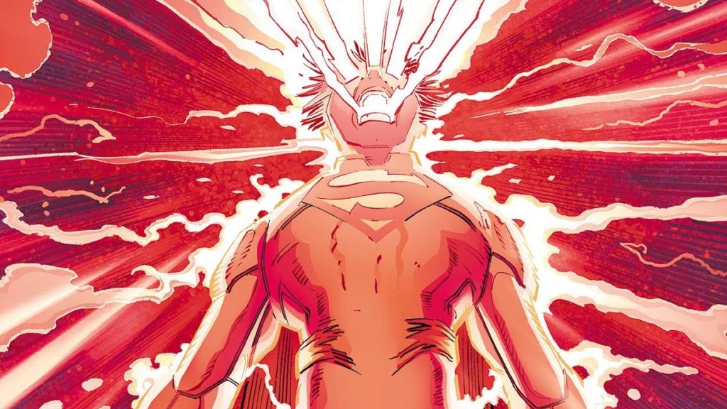 Superman emitting a solar flare blast in DC Comics