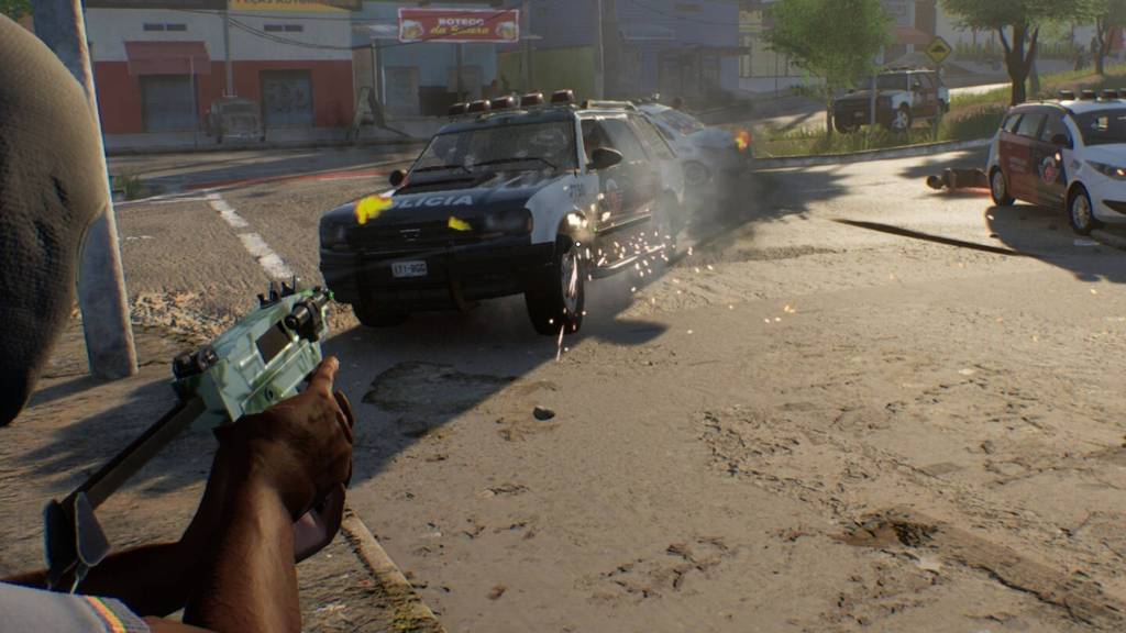 The player firing at a cop car in 171.
