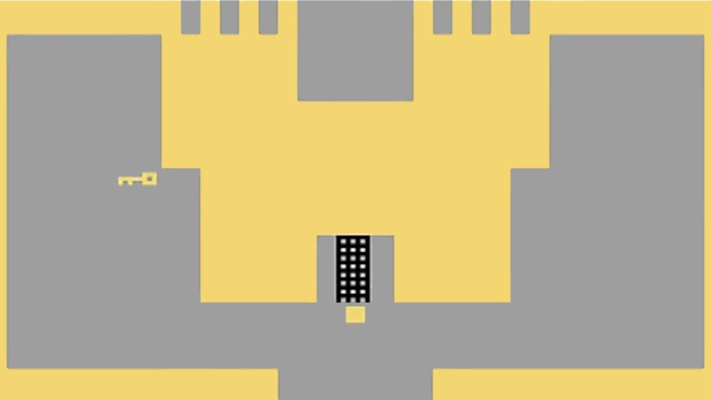 A screenshot from Adventure on the Atari 2600.