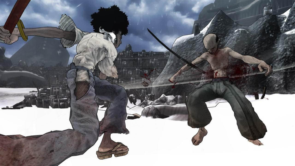 A screenshot from Afro Samurai 2: Revenge of Kuma Volume One.