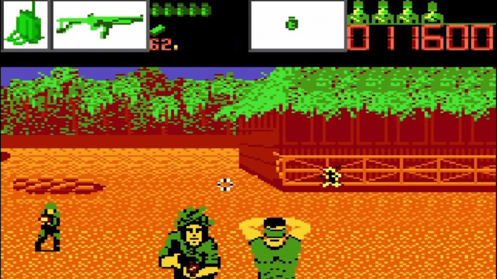 A screenshot from Alien Brigade on the Atari 7800.