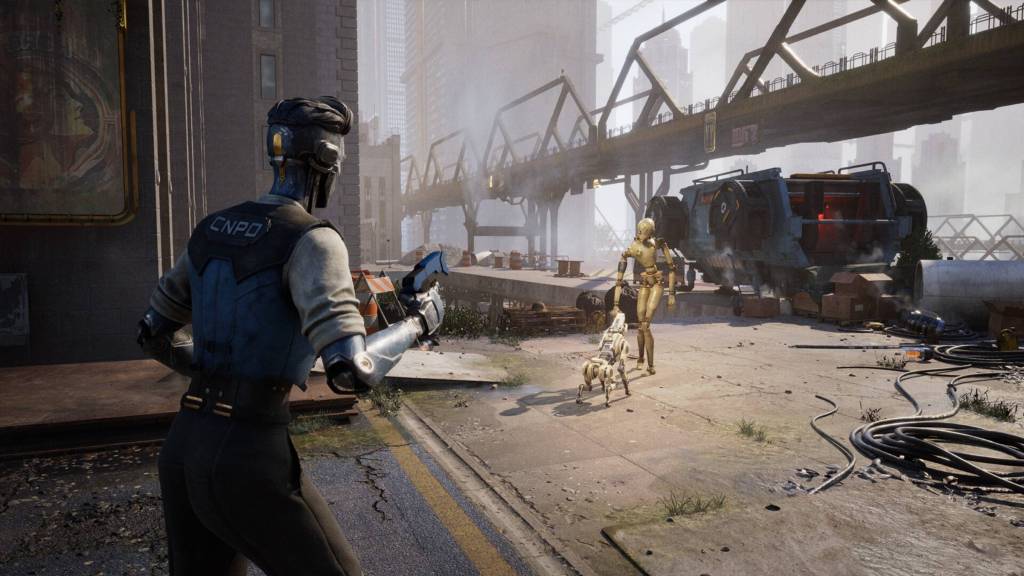 The player fighting a robot in Artificial Detective.