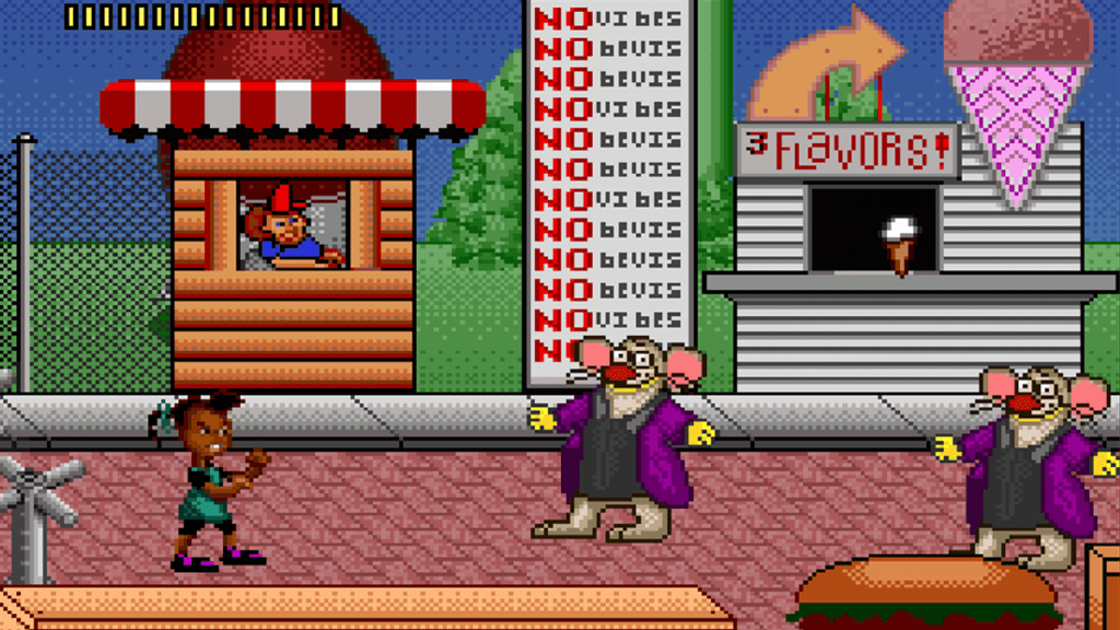 A screenshot from Bebe's Kids on the Super Nintendo Entertainment System.