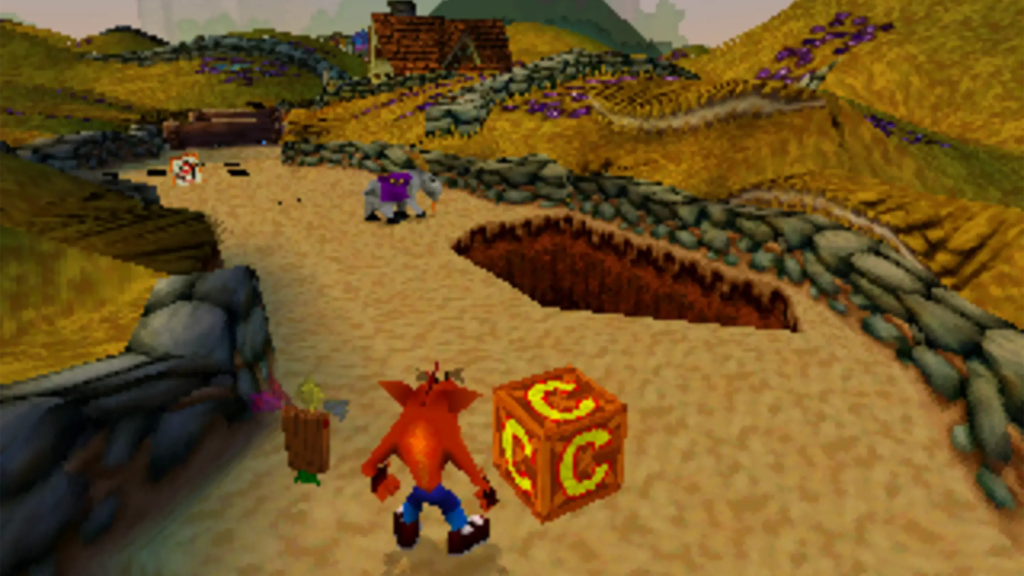 A screenshot from Crash Bandicoot: Warped on the Sony PlayStation.