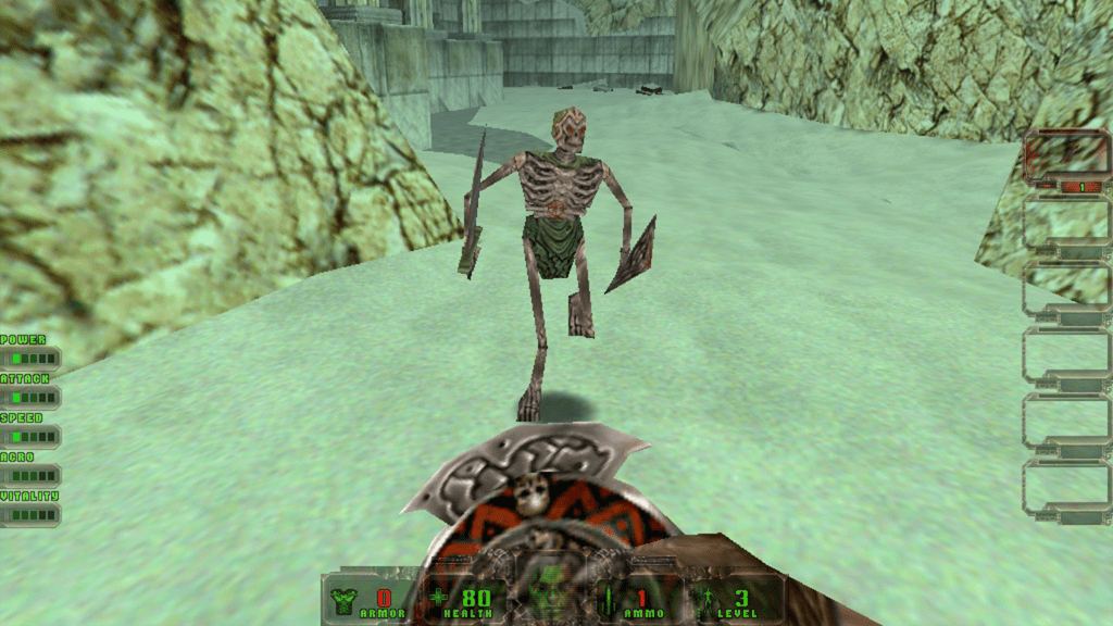 A screenshot from Daikatana on the Nintendo 64.