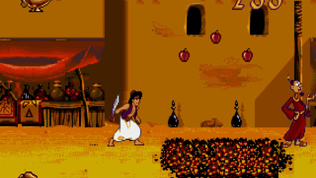 A screenshot from Disney's Aladdin on the Sega Genesis.