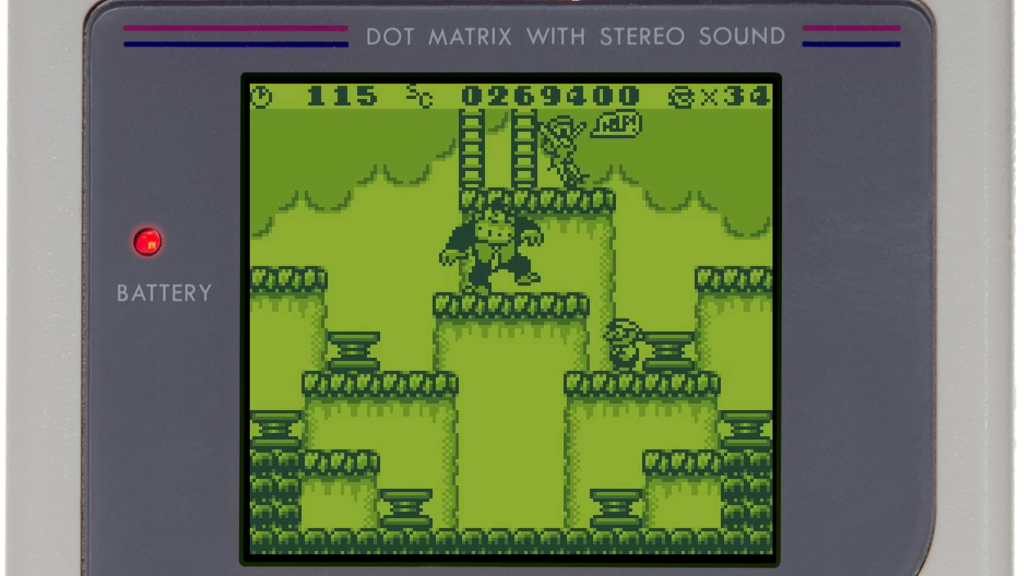 A screenshot from Donkey Kong on the Game Boy.