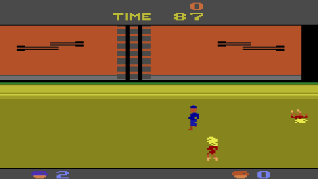 Uma captura de tela de Double Dragon no Atari 2600.