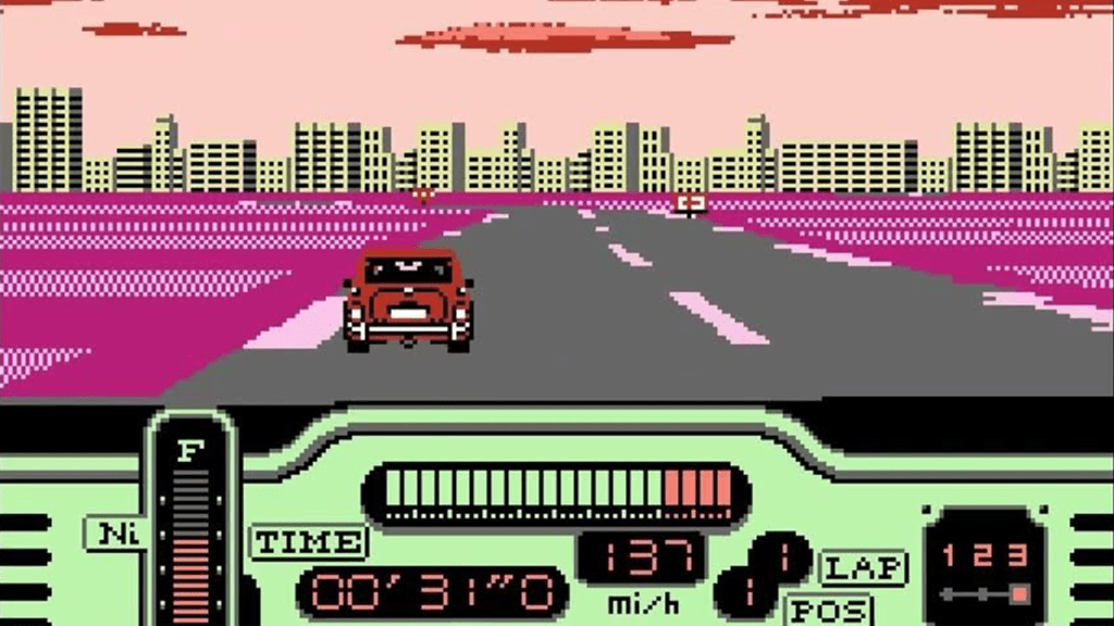 A screenshot from Formula One: Built to Win on the Nintendo Entertainment System.