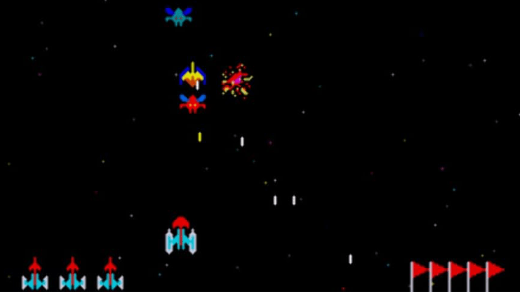 A screenshot from Galaxian.