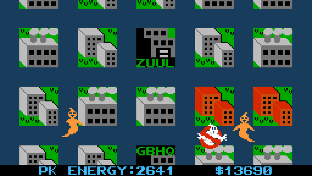 A screenshot from Ghostbusters on NES.