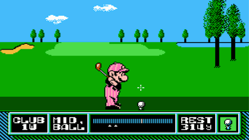 A screenshot from Golf on the Nintendo Entertainment System.