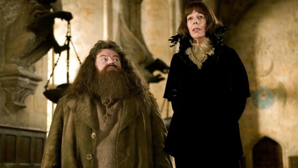 Hagrid and Madame Maxime in Harry Potter