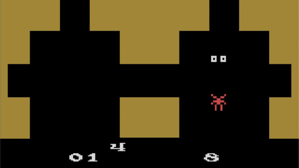 A screenshot from Haunted House on the Atari 2600.