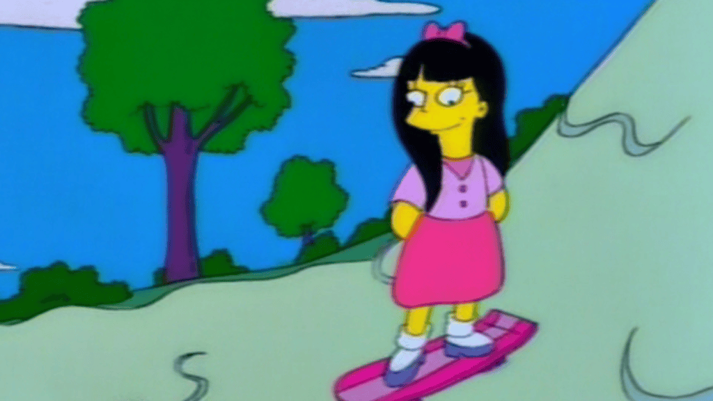 Jessica Lovejoy skateboarding in The Simpsons