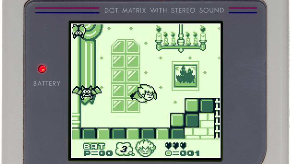 A screenshot from Kid Dracula on the Game Boy.