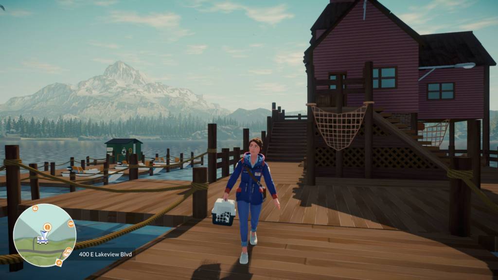 The player carrying a cat in Lake.