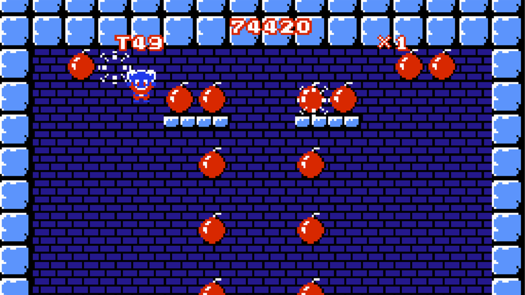 A screenshot from Mighty Bomb Jack on the NES.