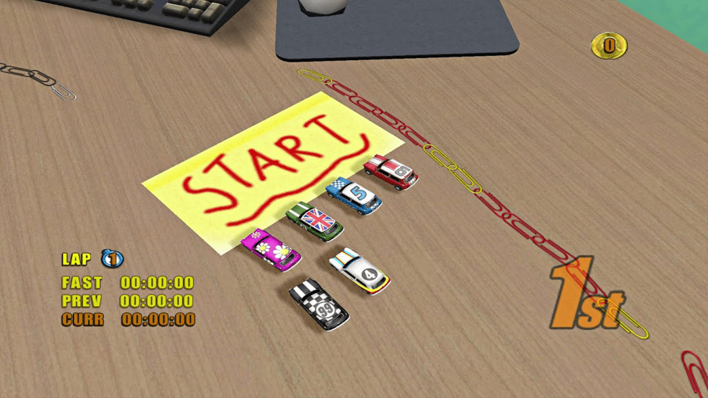 A screenshot from Mini Desktop Racing on the Nintendo Wii.