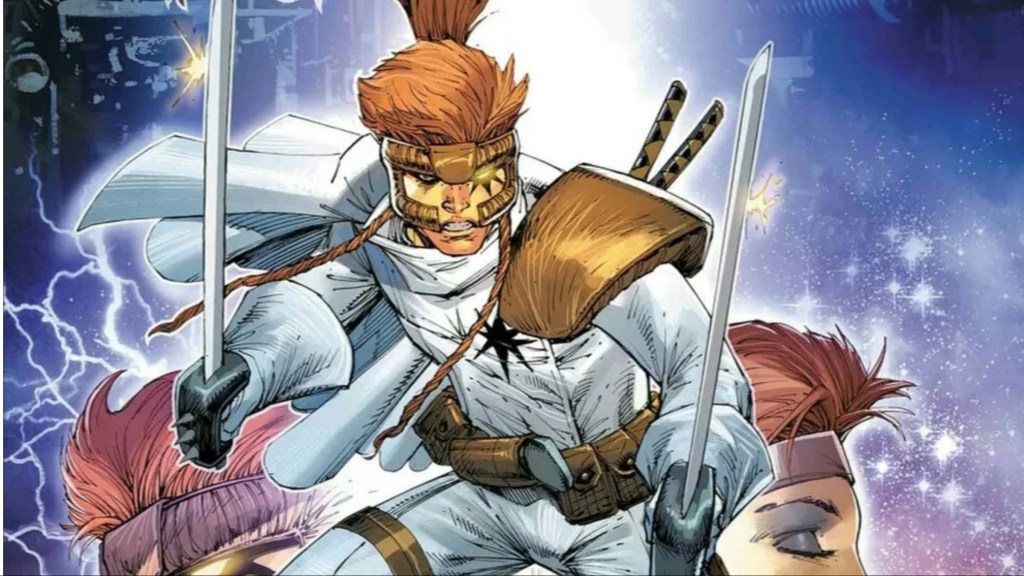 Shatterstar brandishing his swords