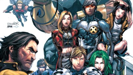 The X-Men gathered together from the story "She Lies With Angels"
