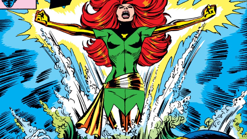 Jean Grey rising from the water as Phoenix