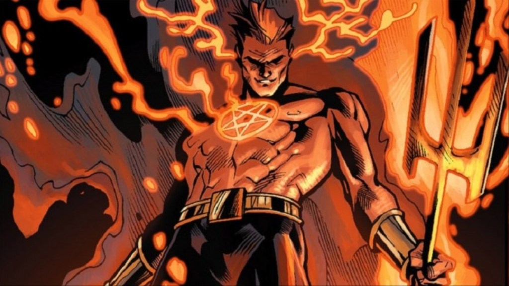 Damian Hellstrom wreathed in hellfire