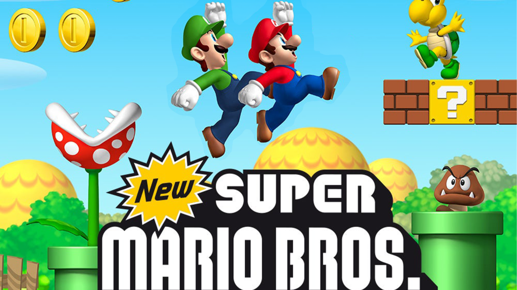 Promotional art from New Super Mario Bros. on the Nintendo DS.