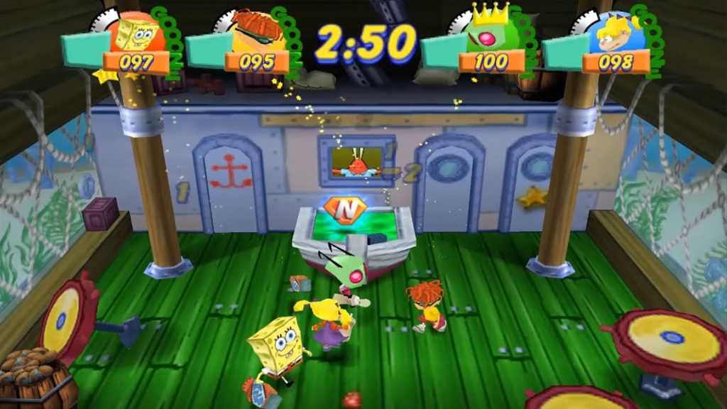 A screenshot from Nickelodeon Party Blast on the Nintendo GameCube.