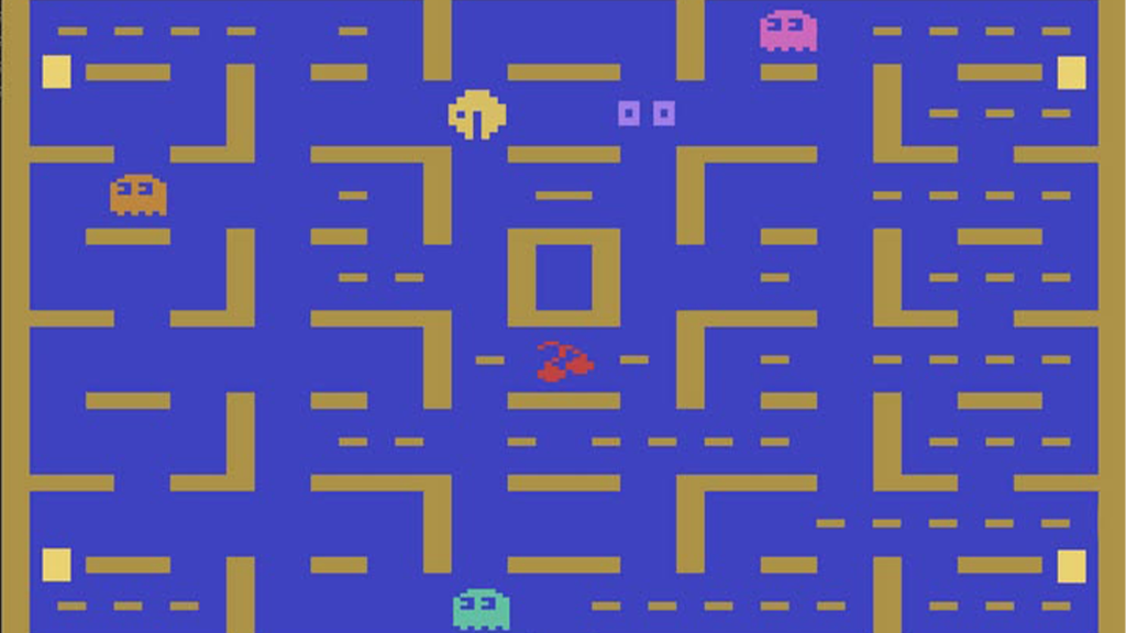 A screenshot from Pac-Man on the Atari 2600.