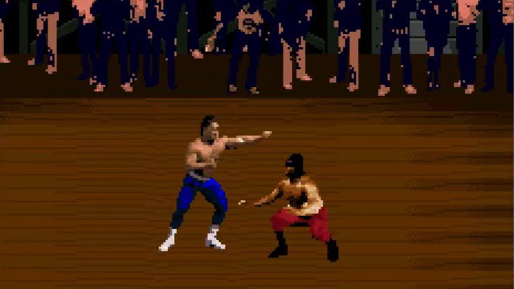 A screenshot from Pit Fighter on the Super Nintendo Entertainment System.